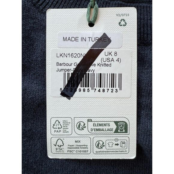 NWT Barbour Women's Genevieve Crewneck Jumper in Dark Navy Size 4 - Picture 9 of 13